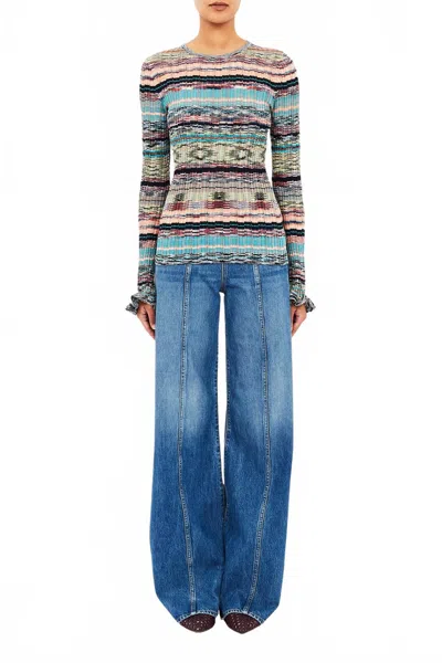 Ulla Johnson Maci Long Sleeve Knit Pullover Sweater In Azurite In Multi