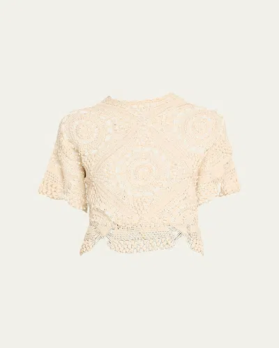 Ulla Johnson Maddalena Handmade Crochet Top In Neutral
