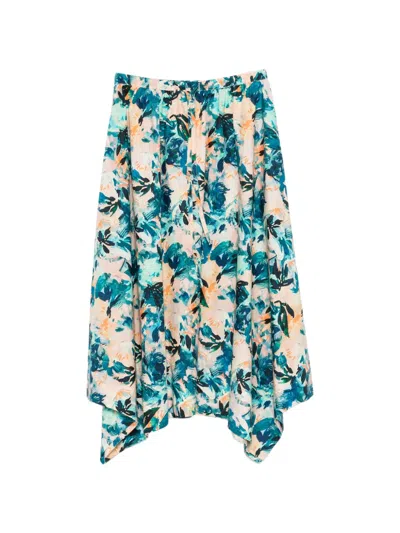 Ulla Johnson Madelyn Floral-print Midi Skirt In Blue