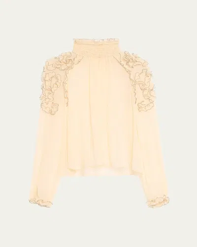 Ulla Johnson Magdalena Long-sleeve Silk Blouse In Brown