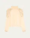 Ulla Johnson Magdalena Silk Smocked Long Sleeve Blouse Chantilly In Neutral