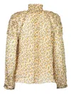 Ulla Johnson Magdalena Ruffled Feather-print Blouse In Gold