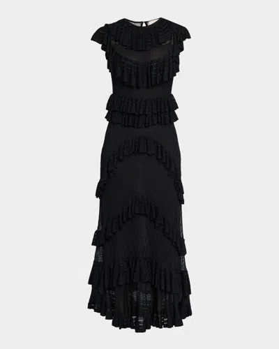 Ulla Johnson Magnolia Ruffled Knit Maxi Skirt In Black