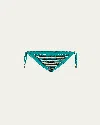Shop Ulla Johnson Maia Striped Crochet Bikini Bottoms In Lagoon Stripe