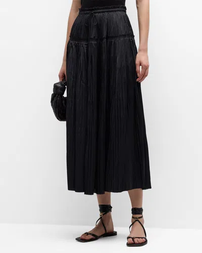 Ulla Johnson Malia Pleated Drawstring Maxi Skirt In Black