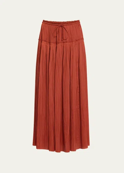 Ulla Johnson Malia Pleated Drawstring Maxi Skirt In Tierra