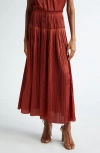 Ulla Johnson Malia Pleated Drawstring Maxi Skirt In Tierra