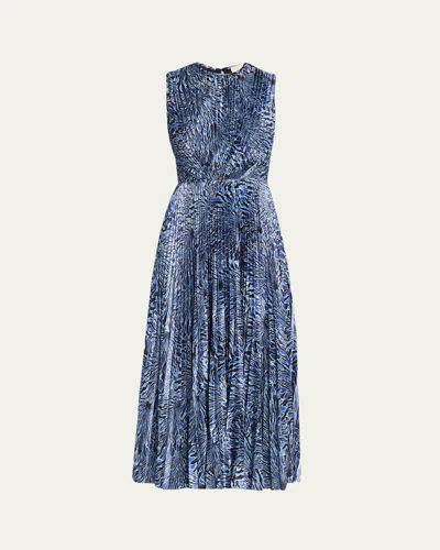 Ulla Johnson Malin Short Sleeve Satin Dress Lapis In Blue