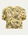 Ulla Johnson Marcelena Floral Puff-sleeve Top