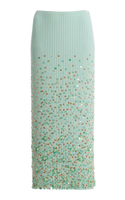 Ulla Johnson Marceline Embellished Midi Knit Skirt In Green