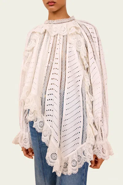 Ulla Johnson Marcella Asymmetrical Long Sleeve Blouse In Pristine In Pink
