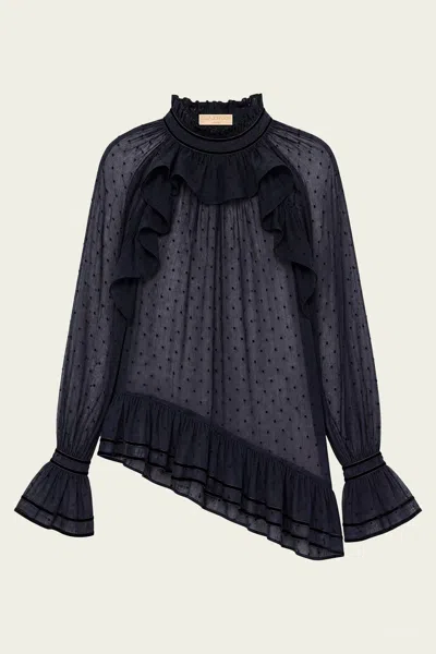 Ulla Johnson Marcella Long-sleeve Cotton Blouse In Nightfall In Blue