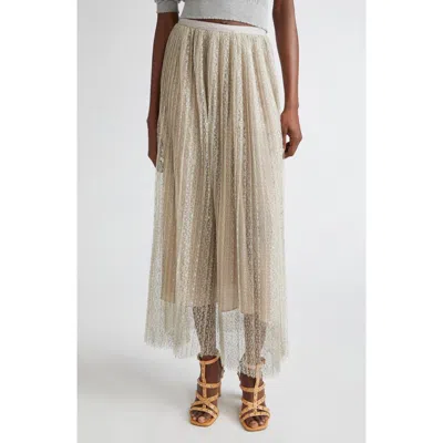 Ulla Johnson Maren Lace Pleated Maxi Skirt In Silver