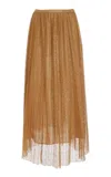 Ulla Johnson Maren Pleated Metallic Lace Skirt In Gold