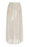 Ulla Johnson Maren Pleated Metallic Lace Skirt In Silver