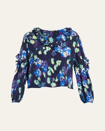 Ulla Johnson Marguerite Floral Silk Long-sleeve Blouse In Multi