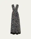Ulla Johnson Marguerite V-neck Silk Lace Gown In Black