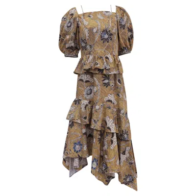 Ulla Johnson Marie Floral-print Ruffled Midi Dress In Multicolor Cotton
