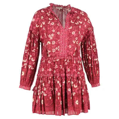 Ulla Johnson Marigold Floral Printed Mini Dress In Red Cotton