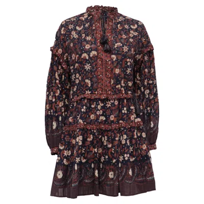 Ulla Johnson Marigold Tasseled Floral-print Mini Dress In Multicolor Cotton In Metallic