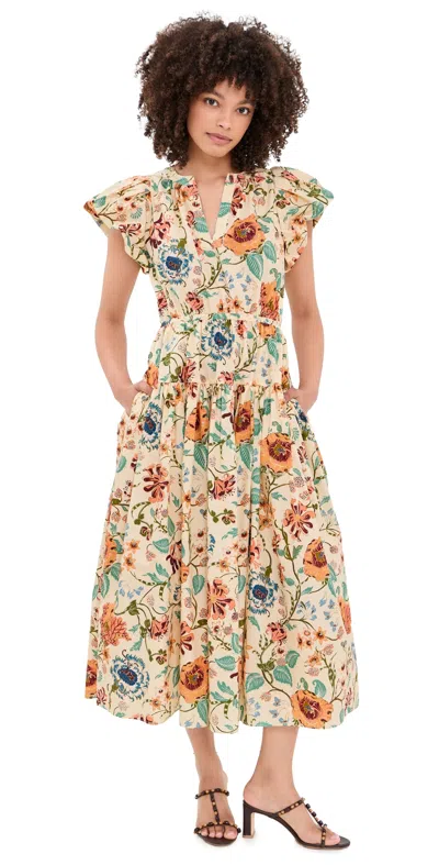 Ulla Johnson Marin Cotton Midi Dress Abalone In Multi