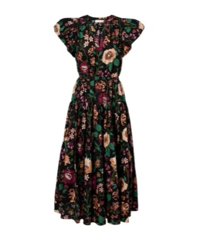 Ulla Johnson Marin Floral Cotton Poplin Midi Dress In Multi