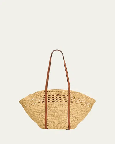 Ulla Johnson Marina Raffia Leather-trim Tote Bag In Brown