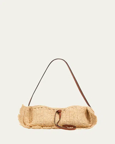 Ulla Johnson Marina Raffia Scalloped Leather-trim Shoulder Bag In Natural