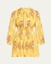 Ulla Johnson Maris Necktie Long-sleeve Mini Dress In Yellow