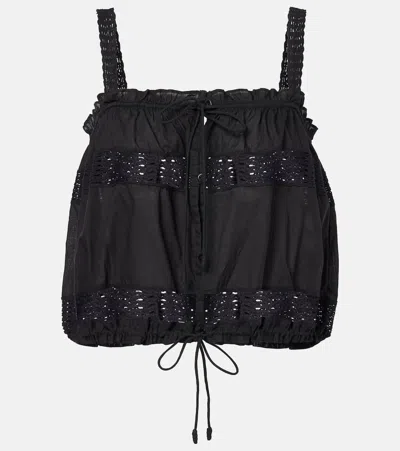 Ulla Johnson Marisol Cotton Crochet Top In Black