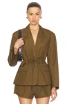Ulla Johnson Marisol Cinched Cotton Jacket In Militaire