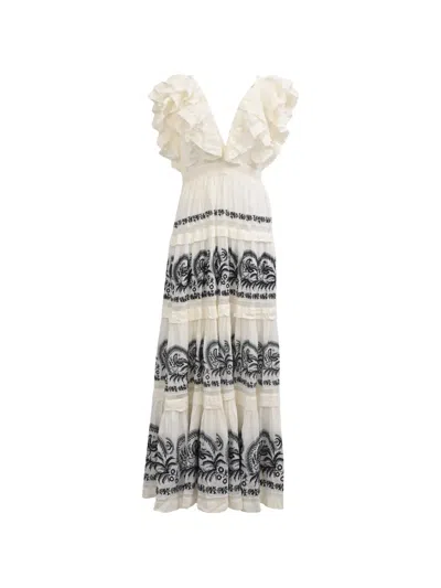 Pre-owned Ulla Johnson Marjorie Ruffled Dress In Neutrals