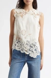 Ulla Johnson Marlis Lace Embroidered Top In Pristine