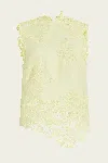 Ulla Johnson Marlis Guipure Lace-paneled Linen Top In Lime Green