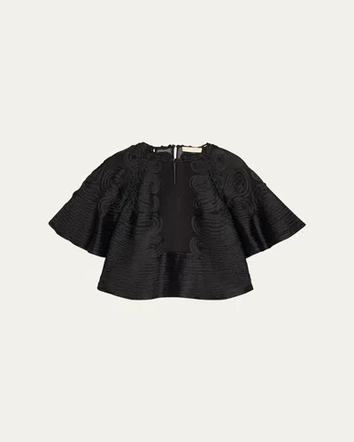 Ulla Johnson Marlo Textured Silk Blouse In Noir