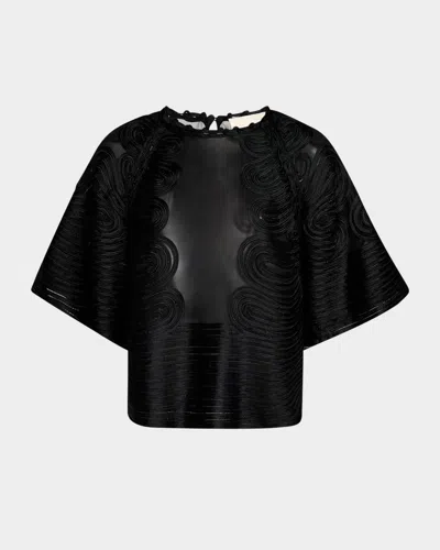 Ulla Johnson Marlo Textured Silk Blouse In Noir