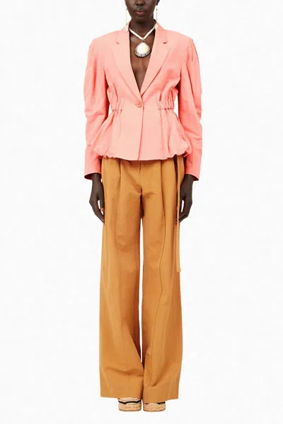 Ulla Johnson Marras Cinched-waist Peplum Jacket In Dahlia