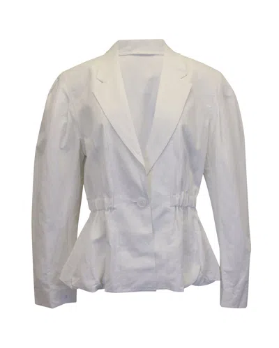 Ulla Johnson Marras Peplum Jacket In White Cotton Linen