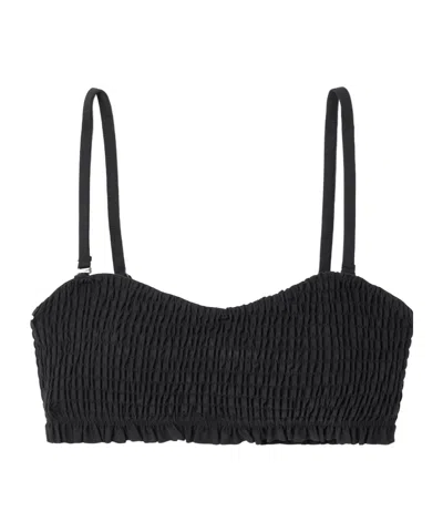 Ulla Johnson Marseille Smocked Bikini Top In Black