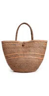 ULLA JOHNSON MARTA LARGE BASKET TOTE AMBER BROWN STRIPE