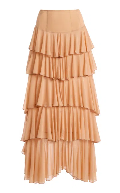 Ulla Johnson Marta Ruffled Maxi Skirt In Neutral