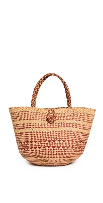 Ulla Johnson Marta Small Basket Tote Crimson Stripe In Brown