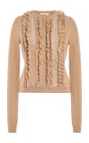 Ulla Johnson Maryel Embroidered Wool Cardigan In Tan