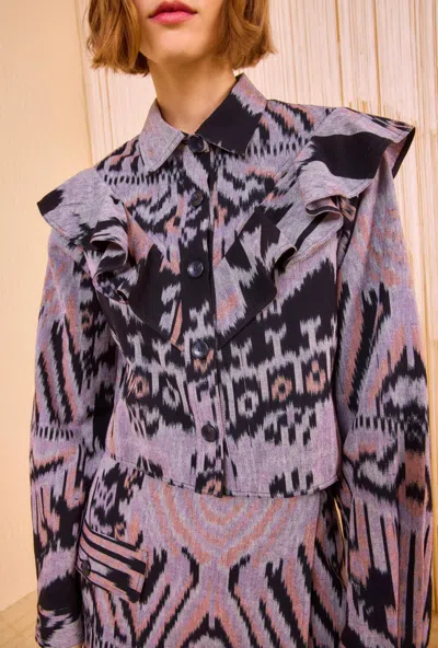 Ulla Johnson Mathilde Long Sleeve Blouse Top In Tiger Eye In Multi