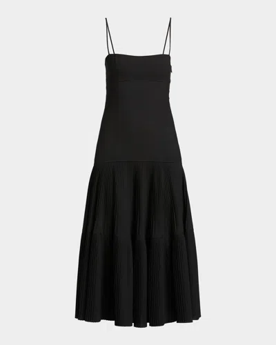 Ulla Johnson Matilda Wool Drop-waist Midi Dress In Noir