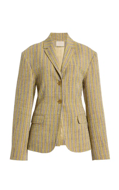 Ulla Johnson Matteo Striped Cotton-blend Jacket In Neutral