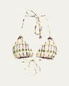 Ulla Johnson Maya Floral String Bikini Top In Neutral