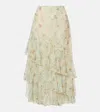 Ulla Johnson Meadow Floral-print Crepon-silk Midi Skirt In Neutral