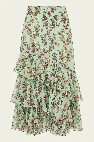 Ulla Johnson Meadow Silk Midi Skirt In Opaline In Multi