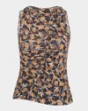 Ulla Johnson Medea Floral Ruched Sleeveless Top In Medea Top